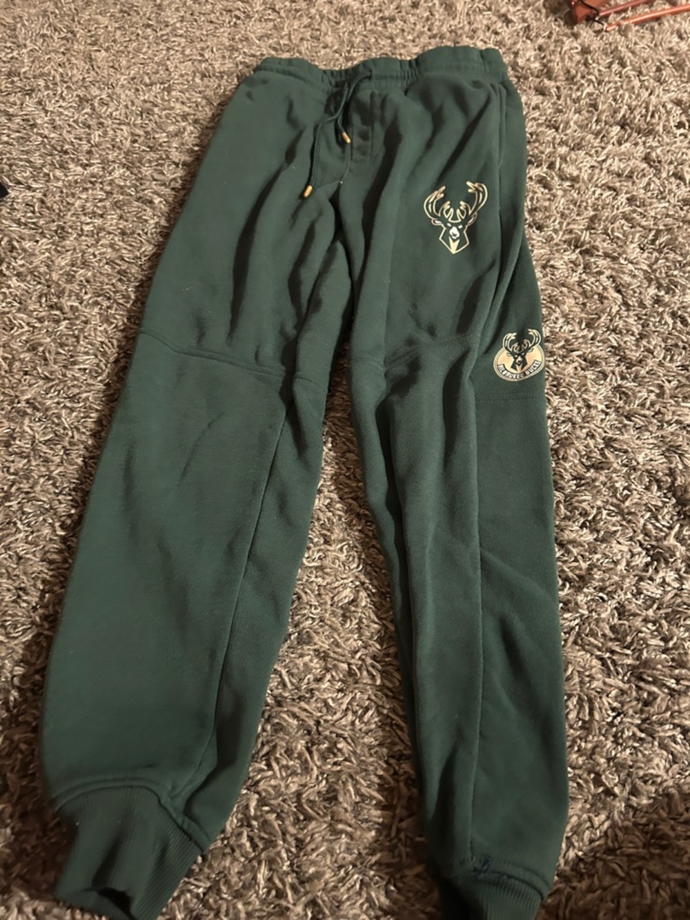 NBA Green Kids Fleece Joggers with Deer Logos